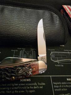 2001 Case XX Cranberry Bone Silver Script Sowbelly 