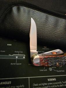 2001 Case XX Cranberry Bone Silver Script Sowbelly 