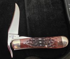 2001 Case XX Cranberry Bone Silver Script Russlock