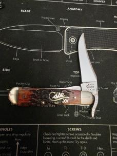 2001 Case XX Cranberry Bone Silver Script Russlock