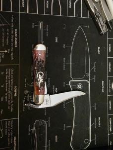 2001 Case XX Cranberry Bone Silver Script Russlock