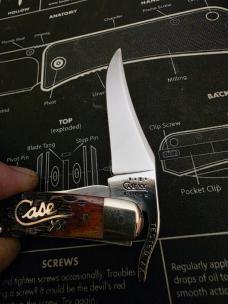 2001 Case XX Cranberry Bone Silver Script Russlock
