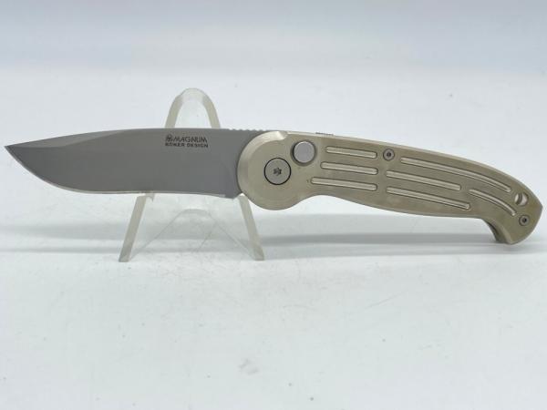 BOKER MAGNUM Taiwan Large Silver Drop Point Folding Automatic