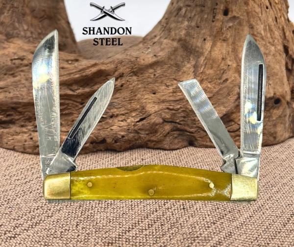 FROST CUTLERY  3.5" 4 BLADE CONGRESS with 2.5" MAIN BLADES & YELLOW BONE  (15)