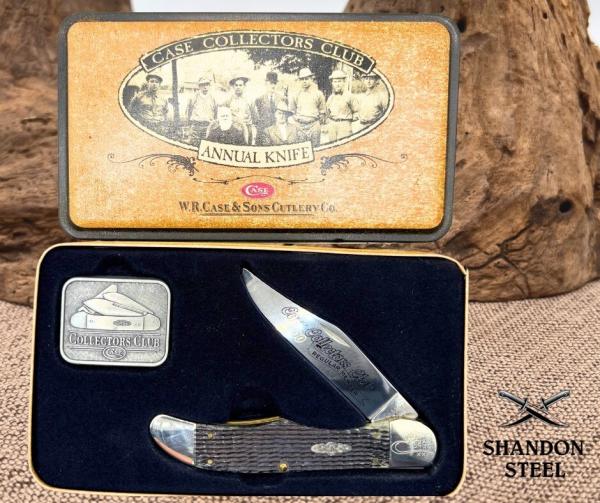 Case XX USA Collector's Club 2000 Moss Green 6165 SS Folding hunter Knife In Tin Case XX USA Collector's Club 2000 Moss Green 6165 SS Folding hunter Knife In Tin