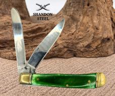 Frost Cutlery 35th Anniversary 2 Blade Green Bone Trapper Pocket Knife (37)