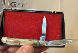 Vintage 1978 Case XX Appaloosa Bone Peanut knife Original Pumpkin Box amp Presentation Case 