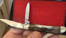 Vintage 1978 Case XX Appaloosa Bone Peanut knife. Original Pumpkin Box & Presentation Case. 