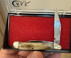 Vintage 1978 Case XX Appaloosa Bone Peanut knife. Original Pumpkin Box & Presentation Case. 