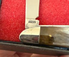 Vintage 1978 Case XX Appaloosa Bone Peanut knife. Original Pumpkin Box & Presentation Case. 