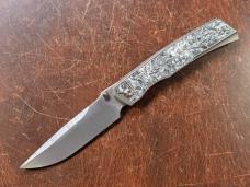 Eyal Landesman Custom Pulsar Ti Fat Carbon Inlay RWL‑34 Hand‑Rubbed Satin Blade
