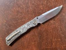 Eyal Landesman Custom Pulsar Ti Fat Carbon Inlay RWL‑34 Hand‑Rubbed Satin Blade