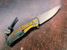 Shirogorov Knives - F95 Braces Duo Tone Grey & Yellow Ti Scales - Vanax37 Blade