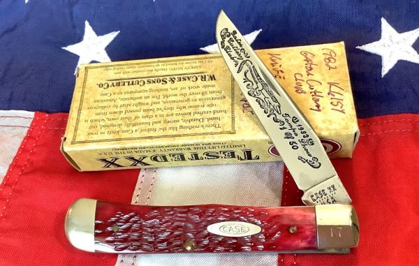 Case xx Gator Club Trapper w/ Red Bone Handles -NOS and Number 17 of 50