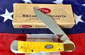 1998 Case xx Copperlock Knife MDL Y61549L SS w Bright Yellow Bone Handles -NOS