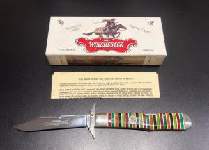 Rare Vintage Winchester USA Manual Swing-Guard Stiletto Candy-Stripe Scales