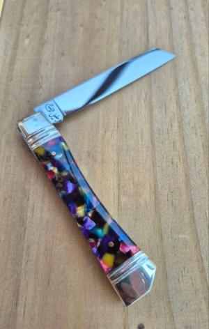 3 78quot Custom Made Knife Colorful Celluloid Handles File Work