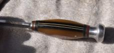 KA-BAR 1930s 8" OAL Little Use Celluloid 2 Piece HandlesOriginal Sheath Thumb Ramp Owner Found!