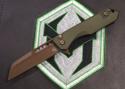 Heretic Jinn Button Lock Flipper OD Green 3" Bronze MagnaCut Wharncliffe