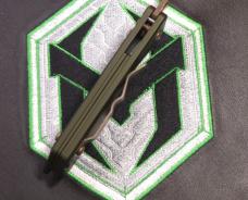 Heretic Jinn Button Lock Flipper OD Green 3" Bronze MagnaCut Wharncliffe