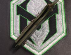 Heretic Jinn Button Lock Flipper OD Green 3" Bronze MagnaCut Wharncliffe