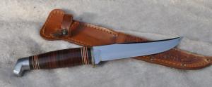 George Schrade Knife Co Stag Brand Fixed Blade Mint Mirror polished Original Sheath 9 12quot OAL