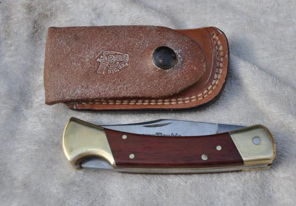 Frontier 4815 Double Eagle Imperial USA Large Folding Hunter Brass Frame Bolsters Mint Wood Handle Frontier 4815 Double Eagle Imperial USA Large Folding Hunter Brass Frame Bolsters Mint Wood Handle