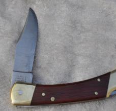 Frontier 4815 Double Eagle Imperial USA Large Folding Hunter Brass Frame Bolsters  Mint Wood Handle
