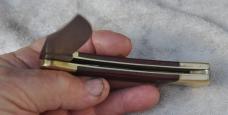 Frontier 4815 Double Eagle Imperial USA Large Folding Hunter Brass Frame Bolsters  Mint Wood Handle