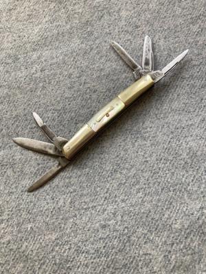 RARE GEORGE DOBSON SHEFFIELD 6-Blade 3-Backspring Genuine MOP Congress Pattern Pocket Knifeern 