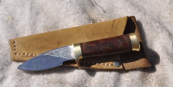 Mexican Fixed Blade Bocote Wood Brass 1/2 Guard Full Tang 5 3/4" OAL Older Knife  No Sign Of Use