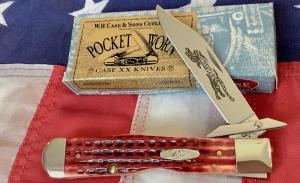 Spectacular 2005 Old Red Case xx Cheetah Mdl 6111 12 L SS w Sweet Red Bone Handles in Orig box