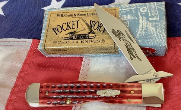 Spectacular 2005 Old Red Case xx Cheetah (Mdl# 6111 1/2 L SS) w Sweet Red Bone Handles in Orig box