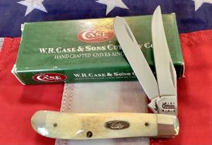 2000 Case xx Medium Trapper w Fatboy Wide Vintage Stag Handles mdl v5207 SS NOS in Orig box