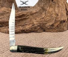 Marbles MR192 Large Texas Toothpick Single Blade Green Jigged Bone Knife (11)