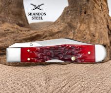 Case XX Dark Red Bone Peach Seed Jig Cheetah Cub No 31943 Folding Pocket Knife