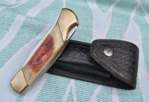 Parker Imai Large Folder 5quot Closed Seki japan Burnt Bone Handles Brass bolsters Close To Mint