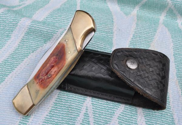 Parker Imai Large Folder 5" Closed Seki japan Burnt Bone Handles Brass bolsters Close To Mint Parker Imai Large Folder 5" Closed Seki japan Burnt Bone Handles Brass bolsters Close To Mint