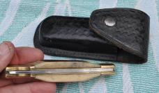 Parker Imai Large Folder 5" Closed Seki japan Burnt Bone Handles Brass bolsters Close To Mint