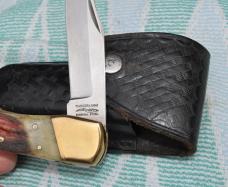 Parker Imai Large Folder 5" Closed Seki japan Burnt Bone Handles Brass bolsters Close To Mint