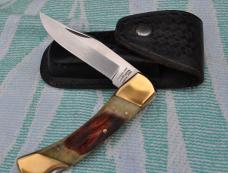Parker Imai Large Folder 5" Closed Seki japan Burnt Bone Handles Brass bolsters Close To Mint