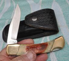 Parker Imai Large Folder 5" Closed Seki japan Burnt Bone Handles Brass bolsters Close To Mint