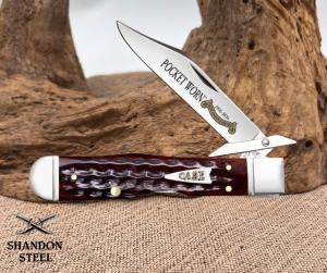 Case XX Knives USA Cheetah Cub Pocket Worn 30th Mahogany Bone 55236 Knife