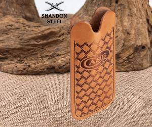 CASE XX GENUINE LEATHER HERRINGBONE KNIFE SLIP BROWN EMBOSSED CASE 41412