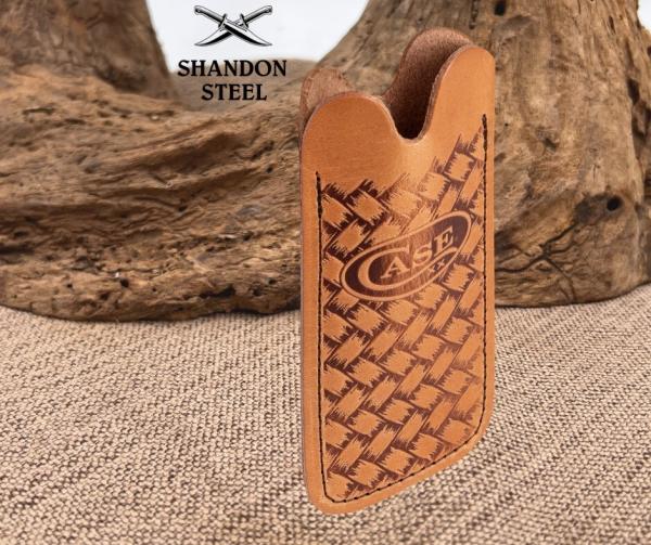 CASE XX GENUINE LEATHER HERRINGBONE KNIFE SLIP BROWN EMBOSSED CASE 41412 CASE XX GENUINE LEATHER HERRINGBONE KNIFE SLIP BROWN EMBOSSED CASE 41412
