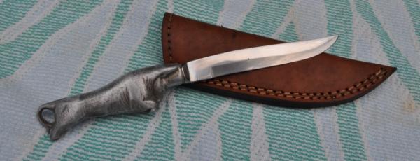 Bruce Fox Fixed Blade 8 1/4" Charging Bull Handle Aluminum Made in Solingen Germany 1950s Bruce Fox Fixed Blade 8 1/4" Charging Bull Handle Aluminum Made in Solingen Germany 1950s