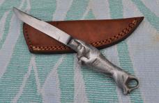 Bruce Fox Fixed Blade 8 1/4" Charging Bull Handle Aluminum Made in Solingen Germany 1950s