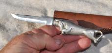Bruce Fox Fixed Blade 8 1/4" Charging Bull Handle Aluminum Made in Solingen Germany 1950s