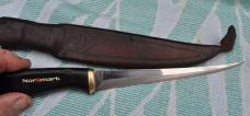 Normark Full Tang Fillet Knife 10 1/2" Made In 1973 Fiskars Stainless Original Leather Sheath