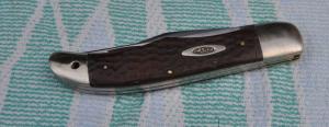 Case XX USA 2 Blade Folding Hunter 6265 SAB Light Use Crashing Snap Both Lanyard Hole Jigged Wood